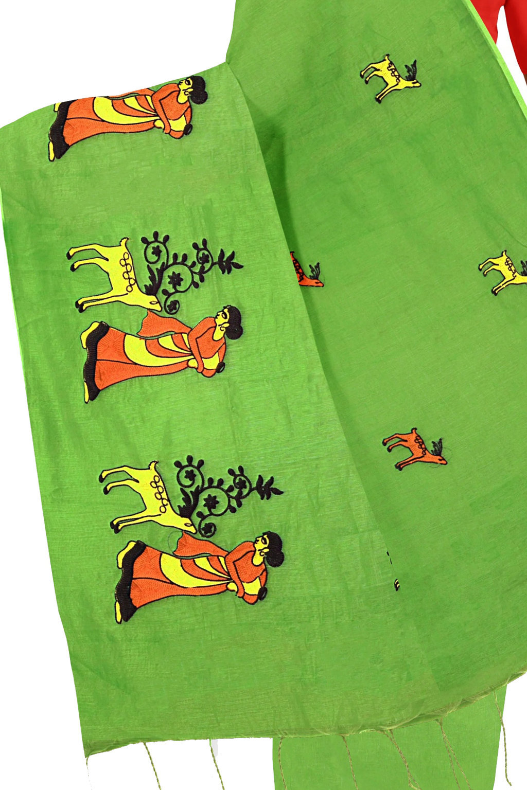 Green Pure Cotton Urbasi Hand Hand Loom Saree (1116)